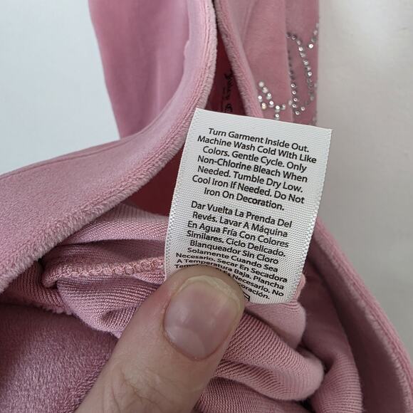 NEW Juicy Couture Pink OG Big Bling Y2K Girly Lounge Velour Track Pants Size XL - Picture 8 of 9